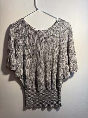 Fever Heathered Gray Knit Batwing Dolman Sleeve Sweater Top Large